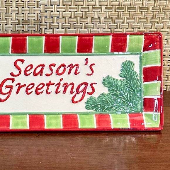 🎄🌟2xHP🌟2008 Fitz & Floyd Christmas Yuletide Kitten Ceramic Tidbit Tray - Picture 3 of 6